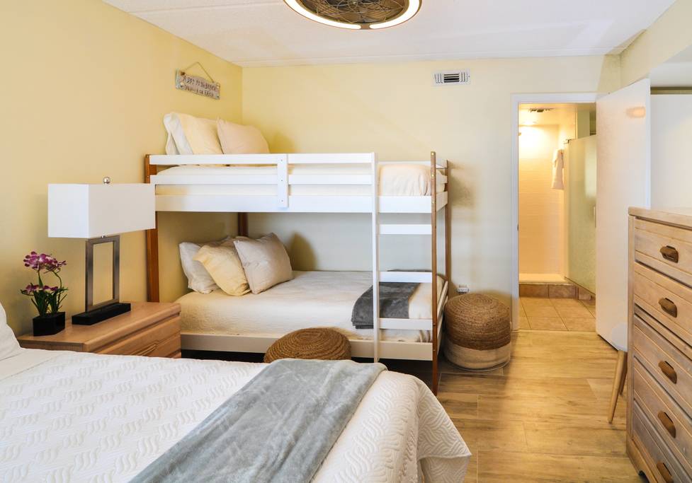 Comfortable bedroom with beach theme