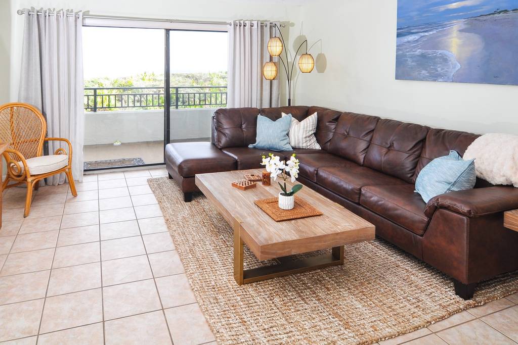 Luxury beach front condo living room in St. Augustine